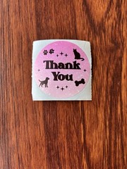 Pink Sparkle 2 inch Thank You Stickers Animal Theme 50pc