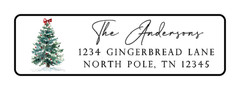 400 Holiday Tree Personalized Return Address Labels. 1/2 inch by 1 3/4 inch