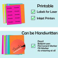 2“ X 4“ Fluorescen Address Labels 5 Colors Neon Stickers for Inkjet or Laser Pri