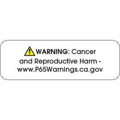 1.5 x 0.5″ “Warning: Cancer, Reproductive Harm” Prop 65 Labels, White 500/Roll