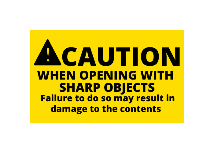 3″x5″ Caution When Opening w Sharp Objects Labels YL Adhesive Stickers 500 PCS