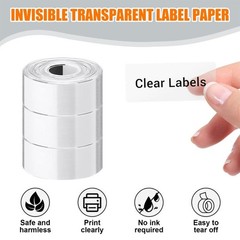 480Pcs Clear Adhesive Thermal Label 12x40mm Oil Water Resistant for Home Kitchen