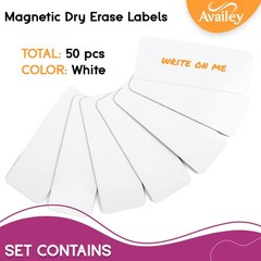 Availey 50 Pieces (3.2 x 1.2) – White Magnetic Dry Erase Labels – Reusable St…