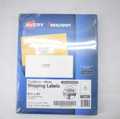 Avery Skilcraft TrueBlock White Self-Adhesive 100 Shipping Labels 8-1/2″ x 11″