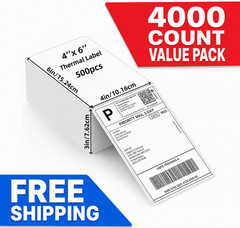 4000 Ct 4×6 Direct Thermal Shipping Labels Zfold – 500 Labels Per pack x 8 packs