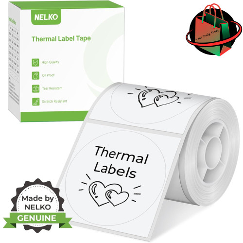 Thermal Labels for Nelko PM220 Label Maker, 2 inch (50mm) Round Thermal Label…