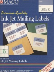 MACO Premium Quality 3-1/3″ x 4″ Ink Jet Mailing Labels, 3 pk (180 labels)