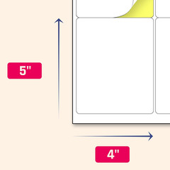 (4″ X 5″) 30 Sheets, Large White Labels Stickers – Laser/Inkjet Printable