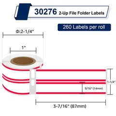 1Roll 9/16″ x 3 7/16″ 2-Up File Folder Labels 30276 For DYMO LabelWriters 400 Du