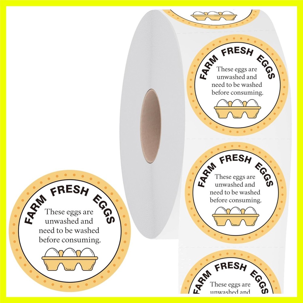 Farm Fresh Eggs Labels, 2 Inch Round Egg Stickers Self Adhesive Egg Packaging…