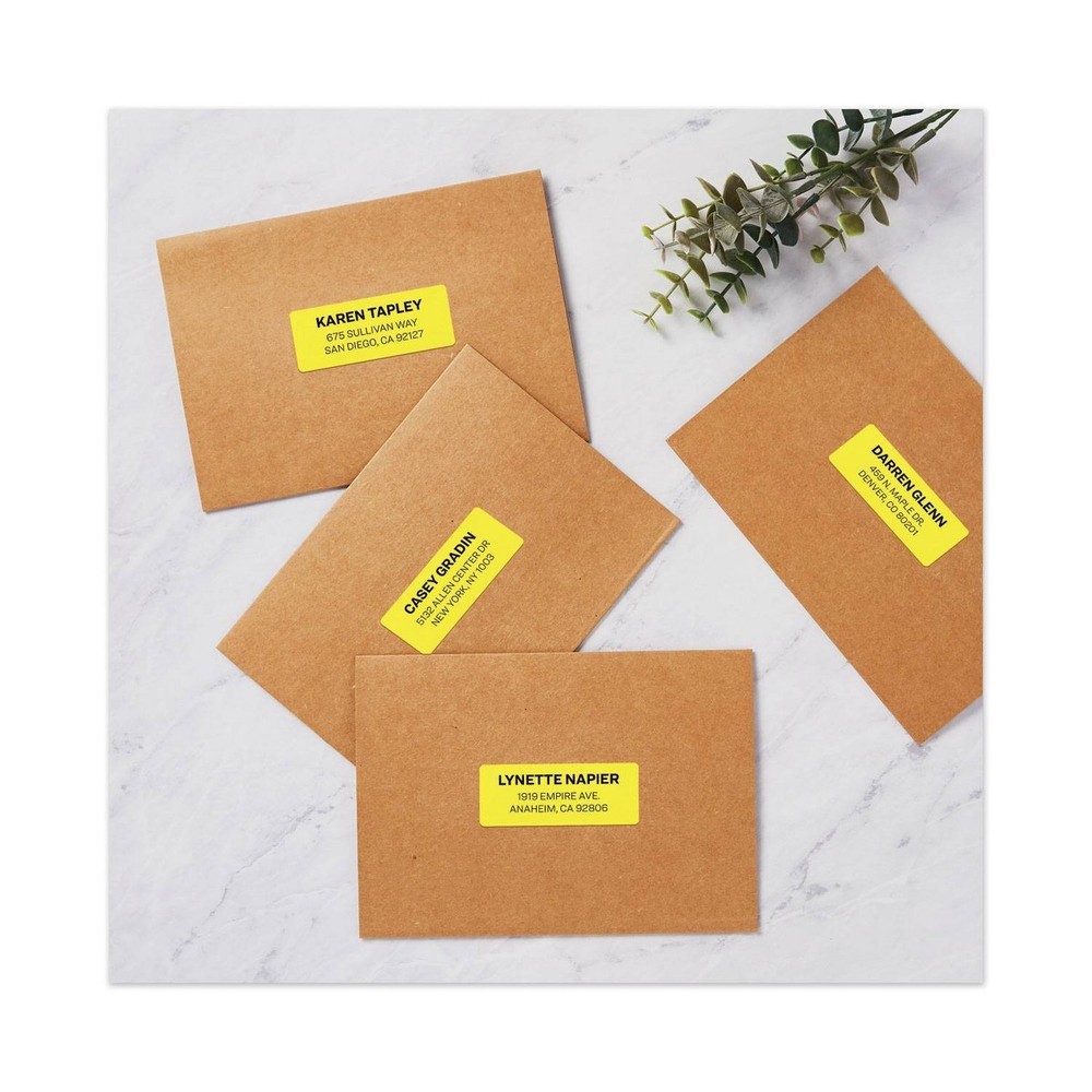 1 x 2-5/8 High-Visibility Laser Labels- Neon Yellow Printable Sticker, 30 Labels