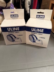 Lot of 2 Uline S-8504 Small Address labels 350 Labels Per Roll – Brand new