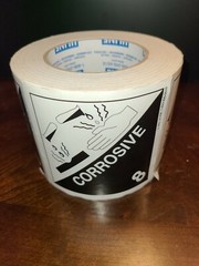 Packaging D.O.T. “Corrosive 8” Labels, 4″ x 4” Open roll – hardly used