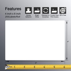 BETCKEY – 4″ x 6″ (102 mm x 152 mm) Blank Shipping Label [20 Rolls, 5000 Labels]