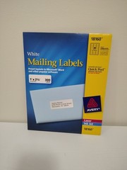 Lot of 2 Avery White Mailing Labels 1 × 2 5/8″-300 Labels New Unopened 600 total