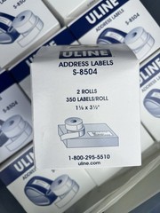 (9 packs/2 rolls ea) ULINE S-8504 White Address Labels, 350/Roll, 1 1/8 x 3 1/2
