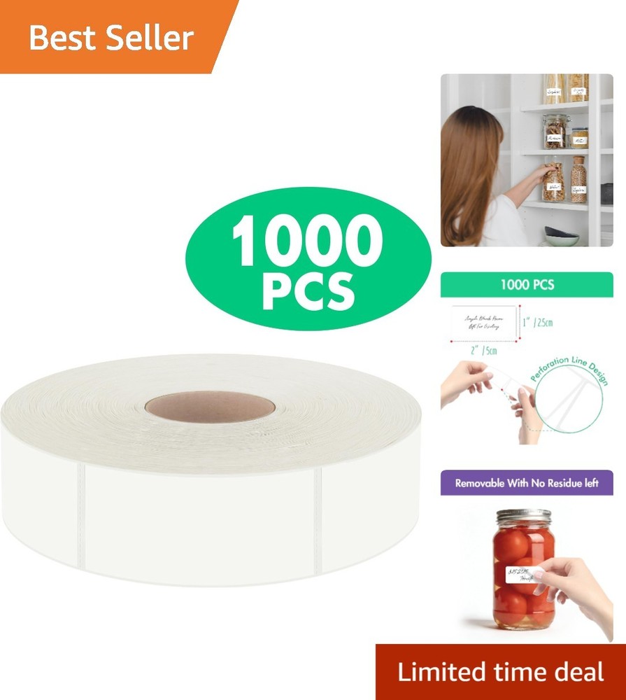 1000 Removable Food Labels – Water Resistant Blank Stickers for Organizing