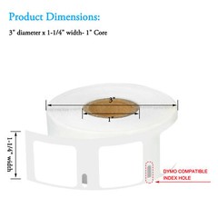 2Rolls Square Thermal Paper 750 Labels 1″ x 1″ for Dymo 30332 LabelWriter SE450