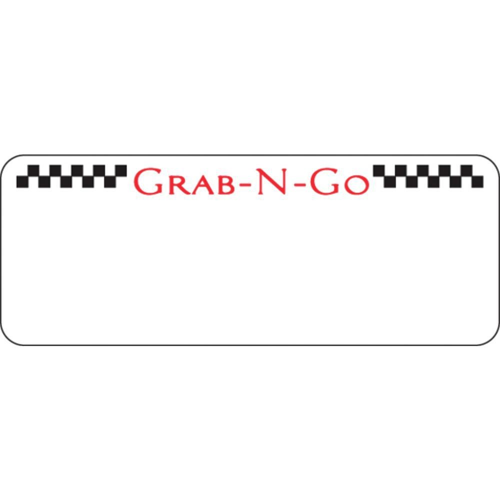 HUBERT® White 30-Up Laser Labels Imprinted “Grab-N-Go” – 2 1/2″L x 1″H