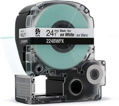Epson 224BWPX-5PK Genuine PET (Polyester) Tape Cartridge – 5 Unit Pack of Bla…