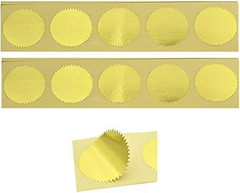 100Pcs Gold Embossed Foil Blank Certificate Self-Adhesive Sealing Stickers – Per