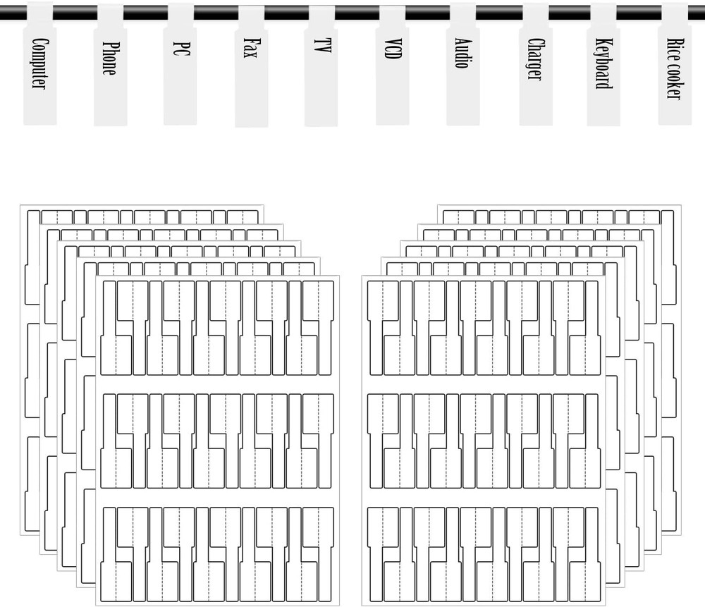 White Cable Labels, 300 Premium Wire Label Tags for Electronics, Printable Cord