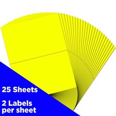 Neon Yellow Half Page Shipping Labels 5.5 x 8.5 Inches 50 Pack