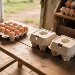 500 PCS Fram Fresh Eggs Carton Labels with Collection Date 2 Inches Natural B…
