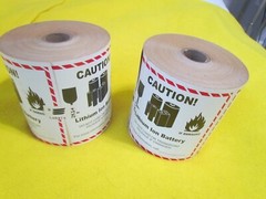 Caution! Lithium Ion Battery (Roll of 500) – 4 5/8 x 5″ Tape Logic Labels