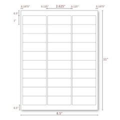 30000 1″ x 2-5/8″ Address Blank Labels Laser InkJet Mailing Adhesive 2.625 x 1