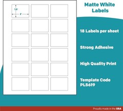 White Sticker Labels – 2″ x 1.5″ – Laser/Inkjet Compatible – 18 per Sheet, 25…