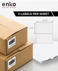 enKo – 5-1/2 x 8-1/2 Inch Label – White Blank – 2 Per Sheet Half Shipping Lab…