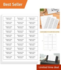 30 Sheets of 900 Printable Shipping Labels – 1″ x 2-5/8″ for Clear Printing