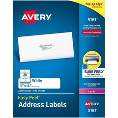 Avery Easy Peel Address Label – 1″ Width X 4″ Length Permanent 2000 / Box