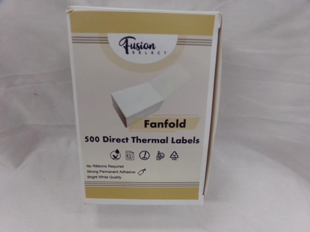 Fusion Select White Fanfold 500 Direct Thermal Labels NEW in Box 4×6″ ~ Shipping