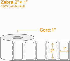 (31200 Labels/24 Rolls) 2″ X 1″ Direct Thermal Label (3-Proof 1″ Core) Multipur