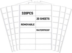 320PCS Removable Waterproof Labels 0.62×2.35 Inch for Bottles Jars Food Storage