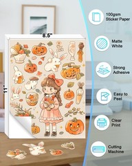 100 Sheets 8.5”x11” Printable Sticker Paper for Inkjet Laser Printer & Cricut…