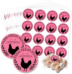 320 Pcs Farm Fresh Eggs Carton Labels, Pink Round Egg Handling Stickers Fresh…