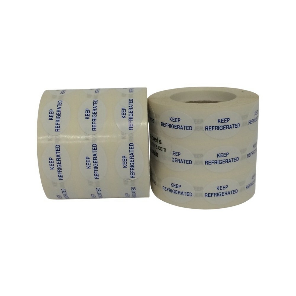 2 Rolls of 500 .5″x.75″ Small oval KEEP REFRIGERATED Labels Stickers