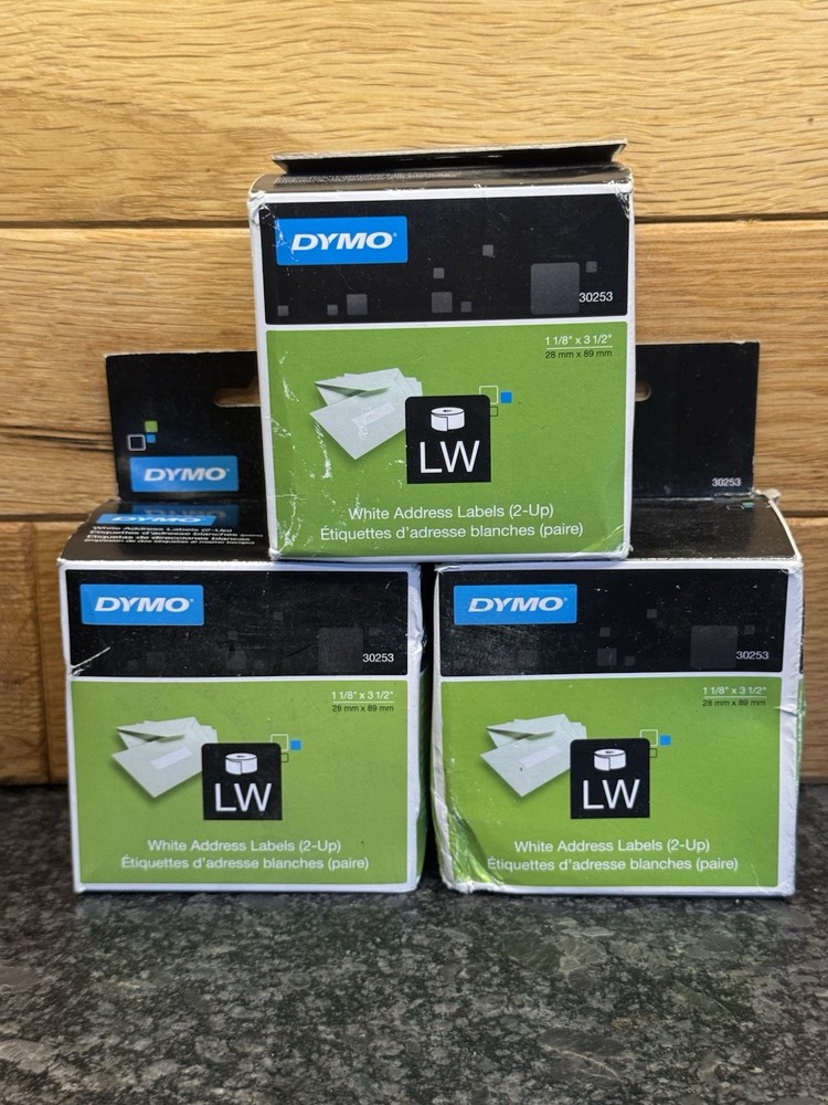 Lot Of 3 Address 30253 Labels for Dymo LabelWriter 450 Duo 2-up 1 1/8″ x 3 1/2″