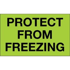 3 x 5″ “Protect From Freezing” Labels, Green 500/Roll