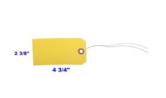 Set of 100 Yellow Tag Labels with Wires 4 3 4 x 2 3 8 Inch Reinforced Eyelet