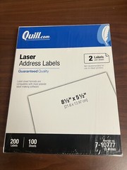 Quill Brand Laser Address Labels, 81/2″ X 51/2 White, 2 Labels/Sheet, 100 Sheets