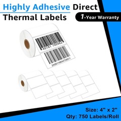 6Roll Replace Zebra 4×2 Barcode Shipping Label 750Labels/Roll Highly Adhesive