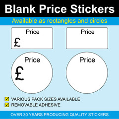 Circular Blank Price Stickers / Labels – A variety of sizes to choose from