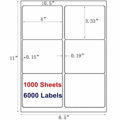 3 1/3″ x 4″ 6000 Address Shipping Mailing Return Label Self Adhesive 6 Per Sheet
