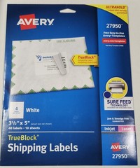 Avery 27950 Shipping Labels 3.5″ X 5″ White 40 Labels 10 Sheets