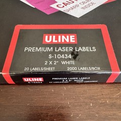 ULine Premium Laser Labels S-10434 White 2×2″ 20 Labels/Sheet 2000 Labels *Read