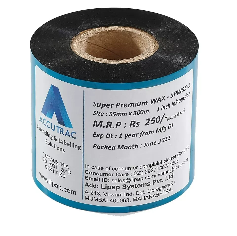 ACCUTRAC 70mm X 300 Meters Thermal Transfer Barcode Labels Ribbon Pack of 1